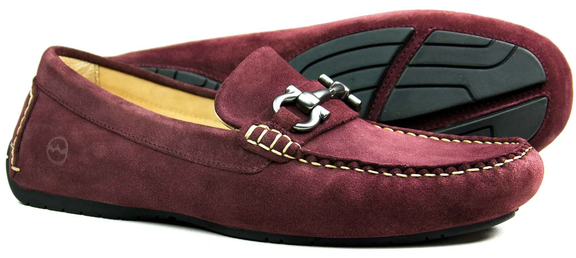 Roma Mens Burgundy Suede Driving Shoe