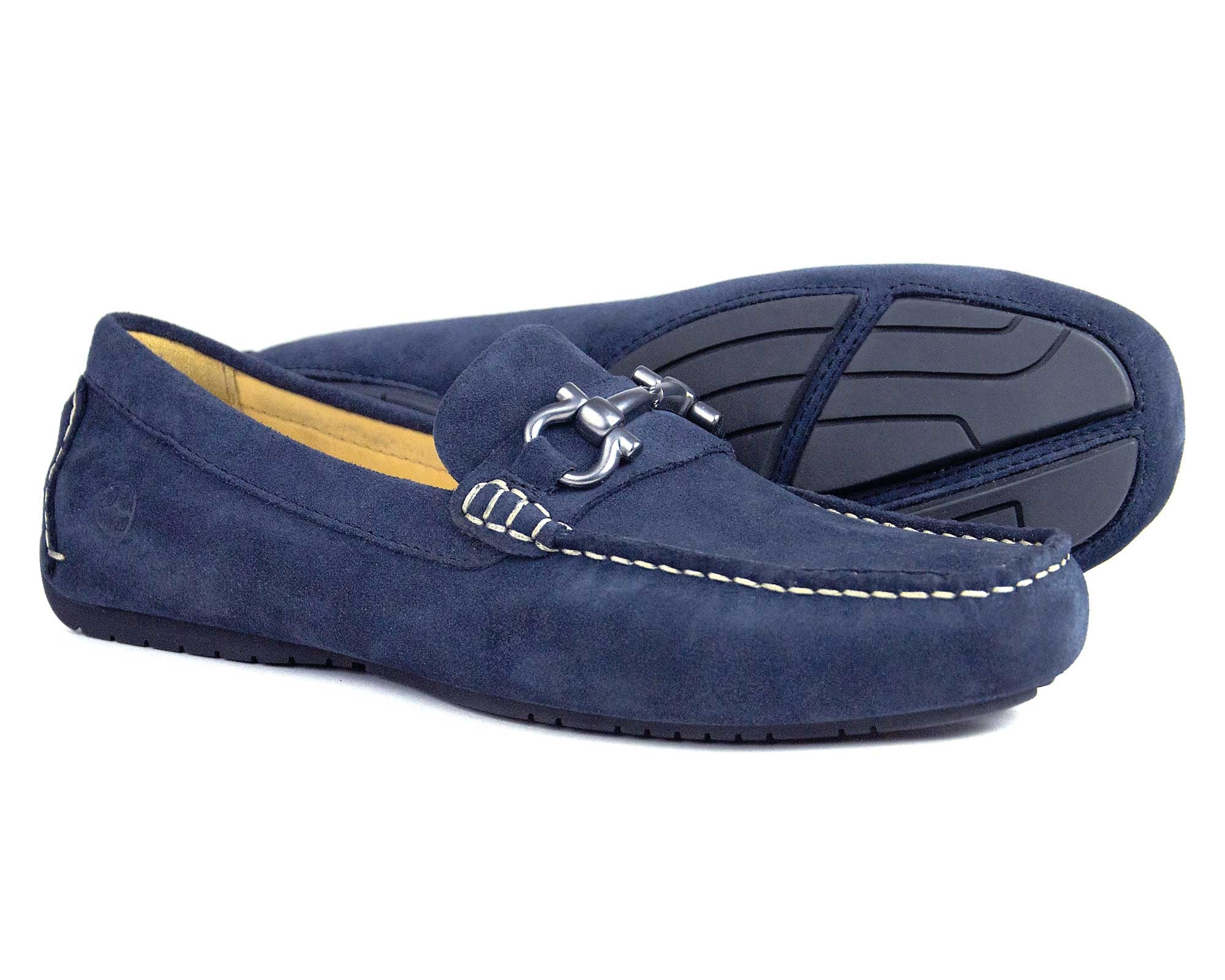 Roma Mens Navy Suede Driving Shoe