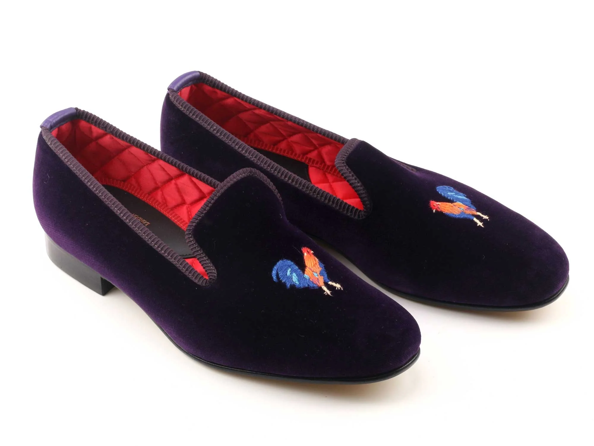 Rooster Motif Embroidered Velvet Slipper - Image 2