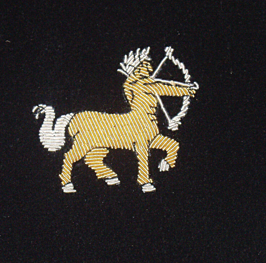 Sagittarius Motif Embroidered Velvet Slipper
