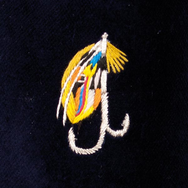 Salmon Fly Motif Embroidered Velvet Slipper - Image 2