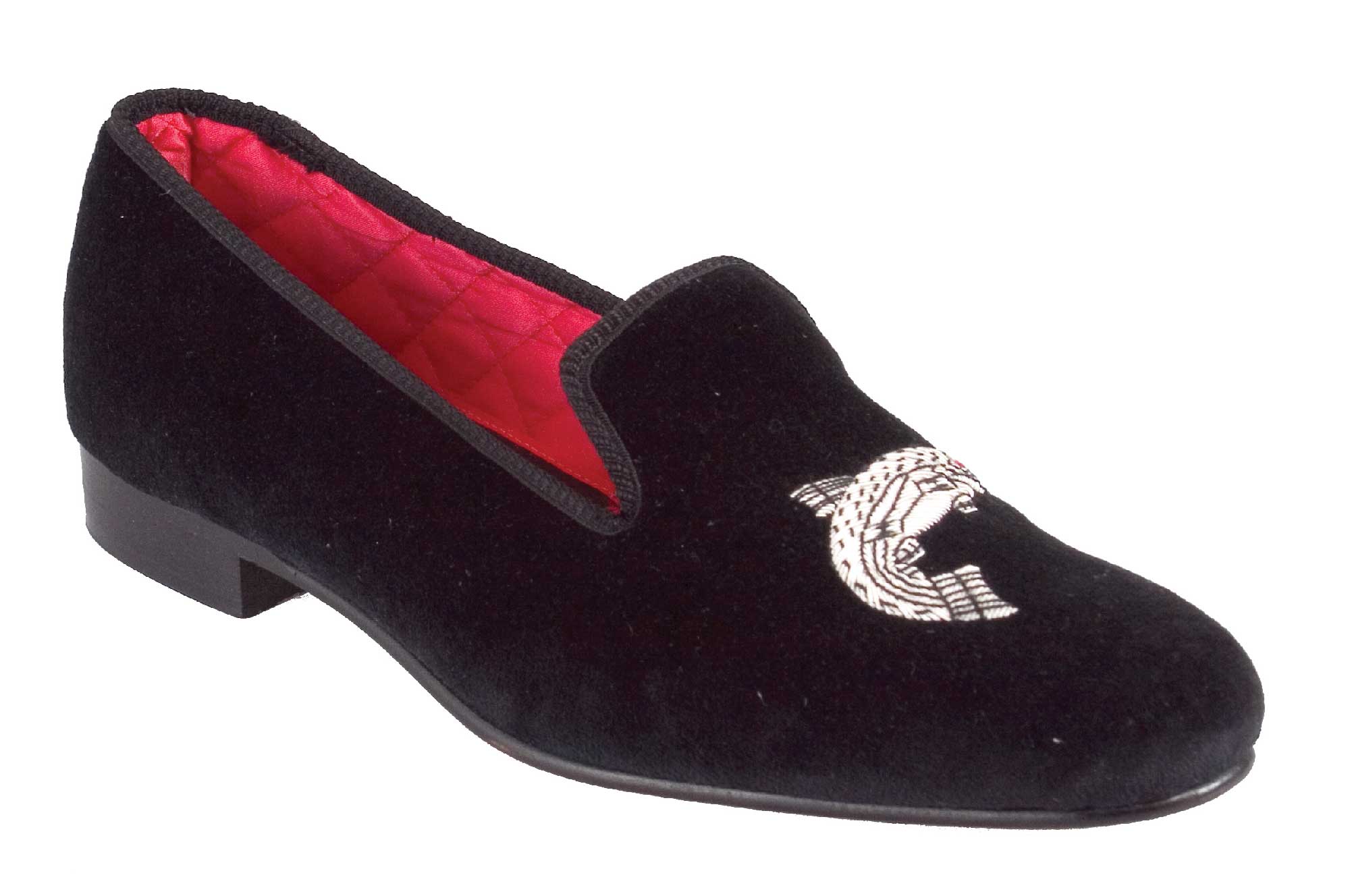 Salmon Motif Embroidered Velvet Slipper