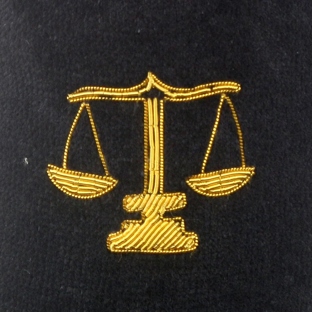 Scales of Justice Motif Embroidered Velvet Slipper