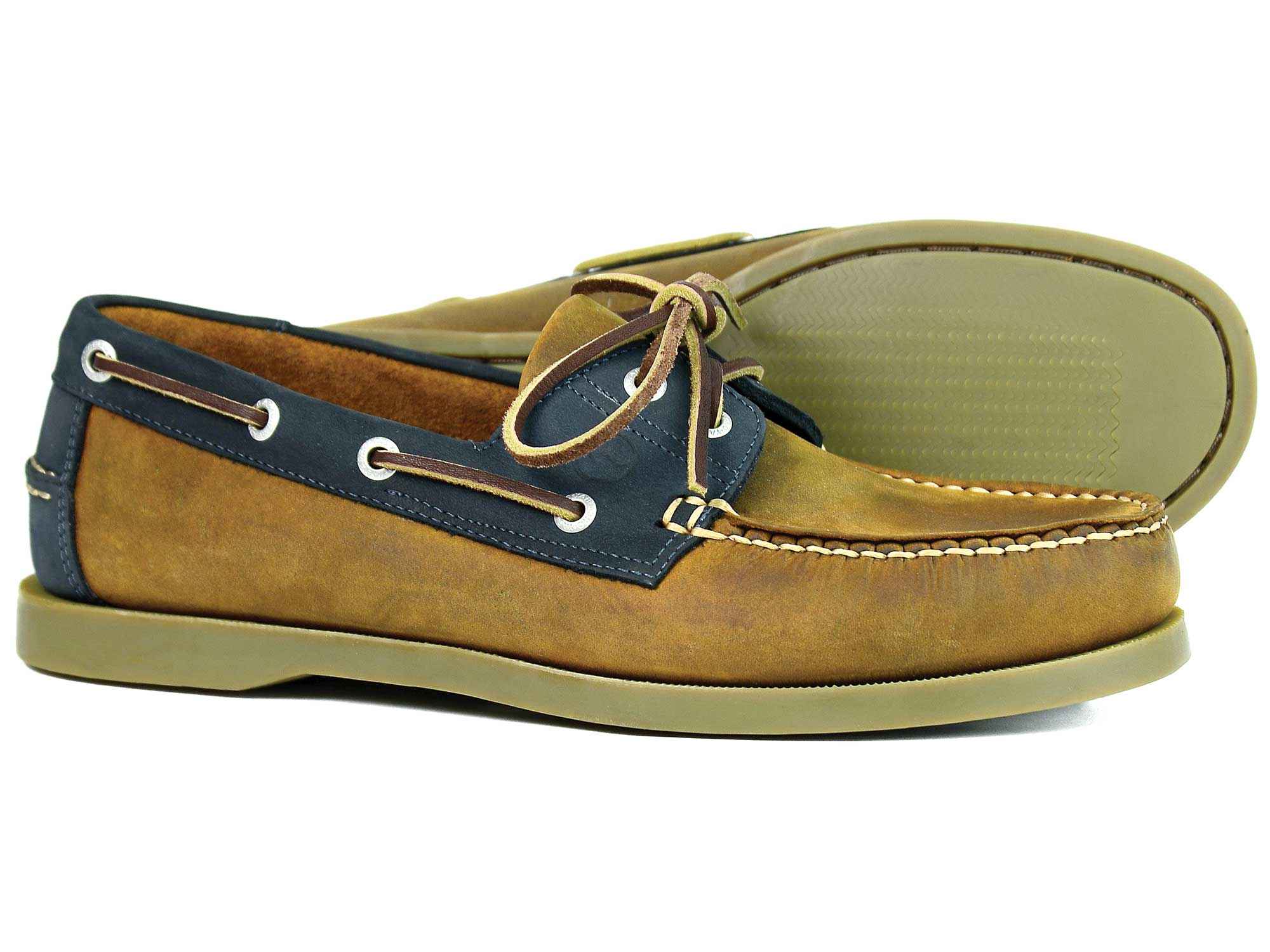 Schooner Mens Sand Navy Nubuck Sailing Shoe