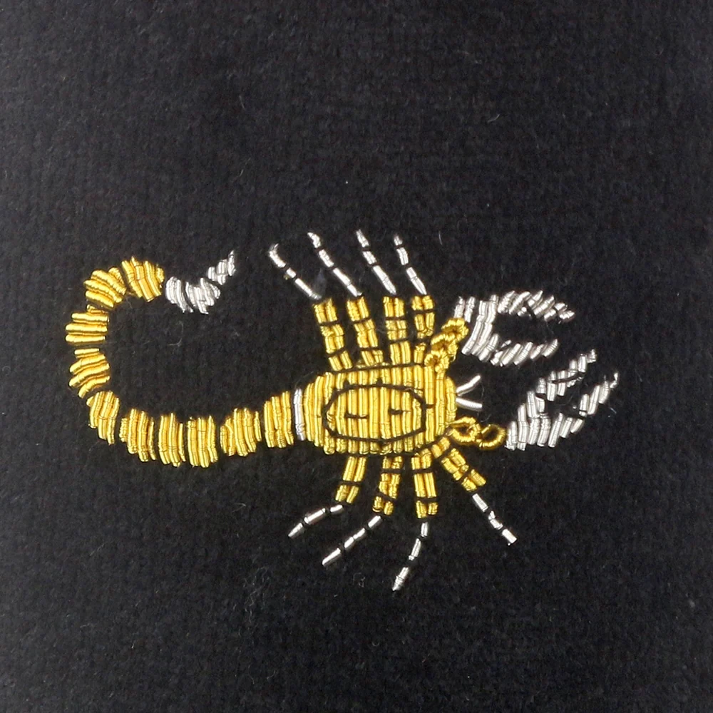 Scorpio Motif Embroidered Velvet Slipper