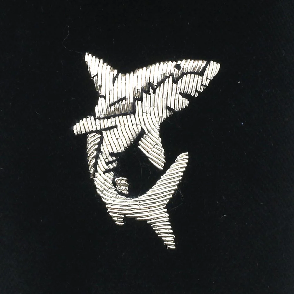 Shark Motif Embroidered Velvet Slipper - Image 2