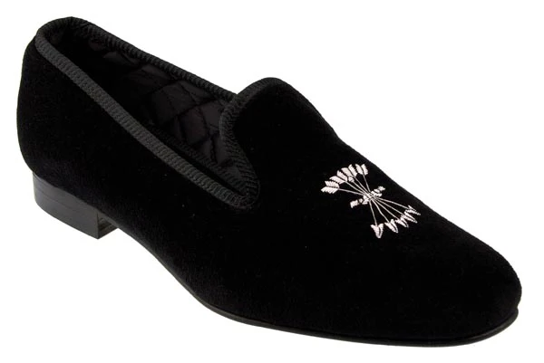 Silver Arrows Motif Embroidered Velvet Slipper