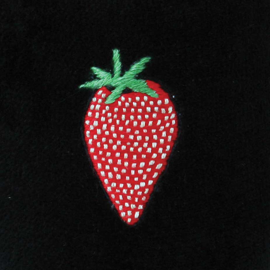 Strawberry Motif Embroidered Velvet Slipper - Image 2
