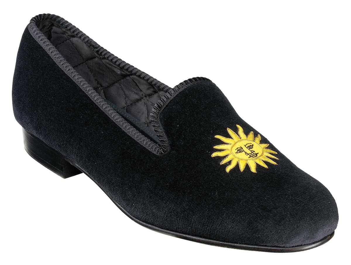Sun Motif Embroidered Velvet Slipper