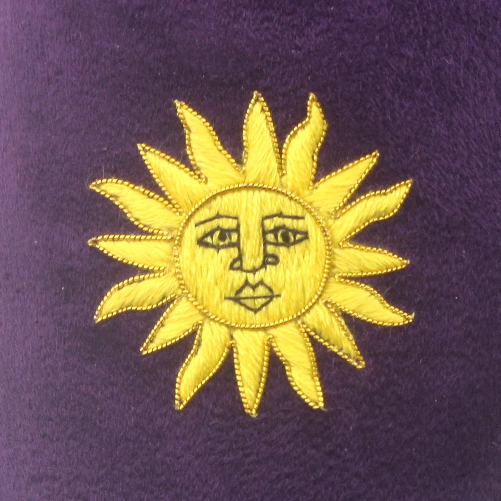 Sun Motif Embroidered Velvet Slipper - Image 2