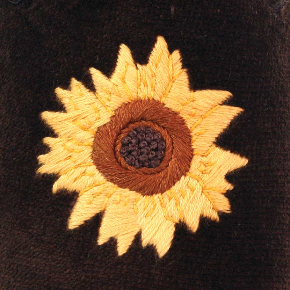 Sunflower Motif Embroidered Velvet Slipper - Image 2