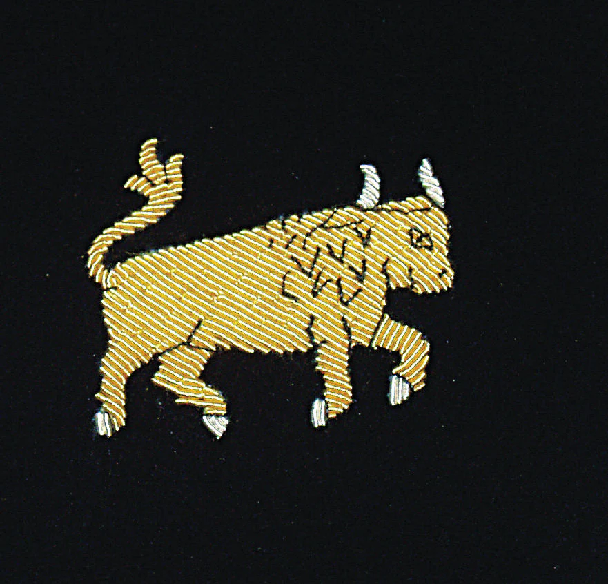 Taurus Motif Embroidered Velvet Slipper