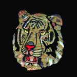Tiger Face Thread Motif Embroidered Velvet Slipper - Image 2