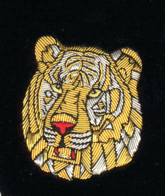 Tiger Face Wire Motif Embroidered Velvet Slipper - Image 2