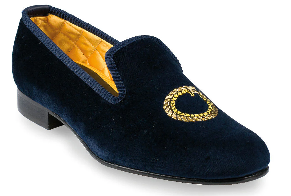 Uroboros Motif Embroidered Velvet Slipper - Image 2