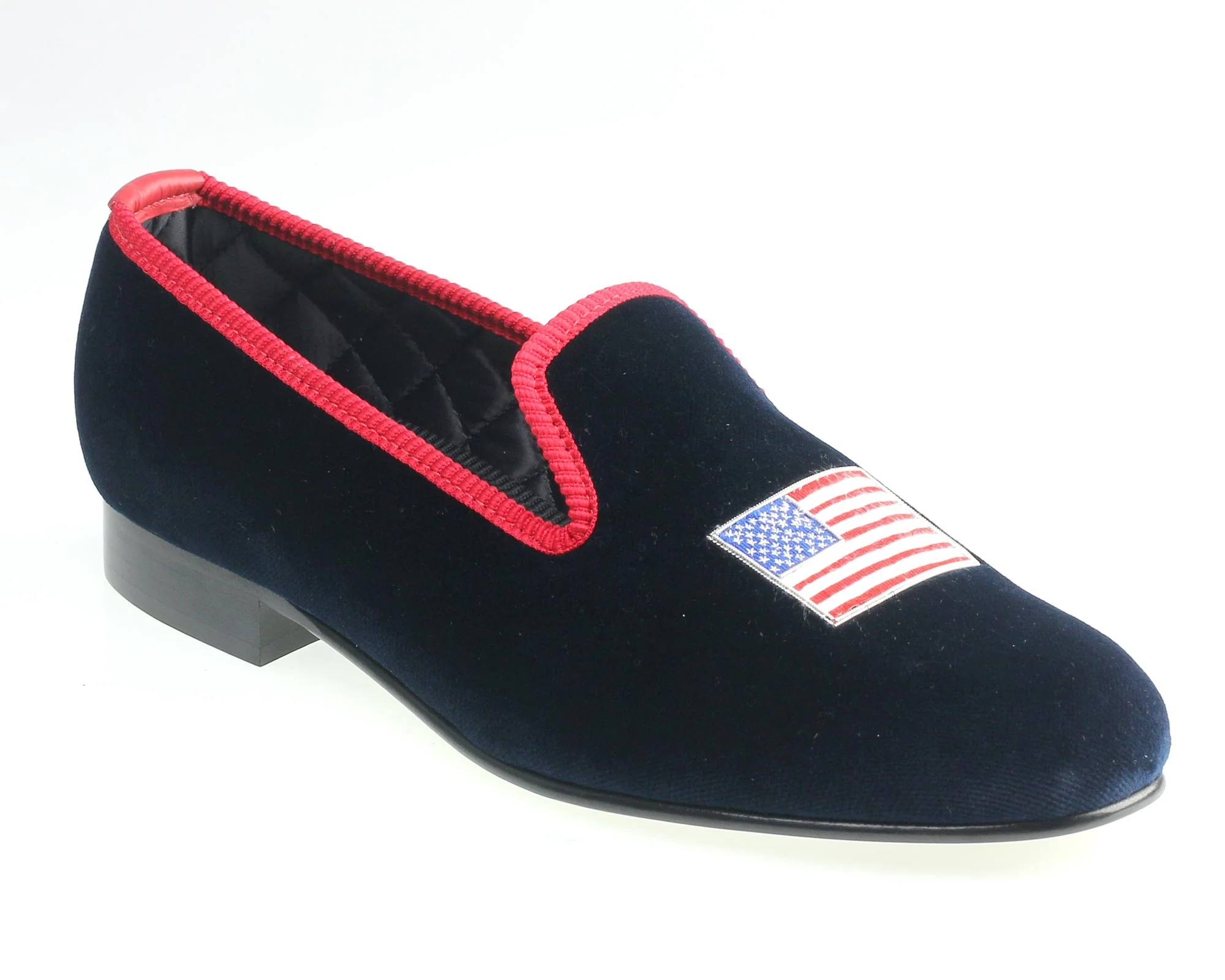 USA Flag Motif Embroidered Velvet Slipper