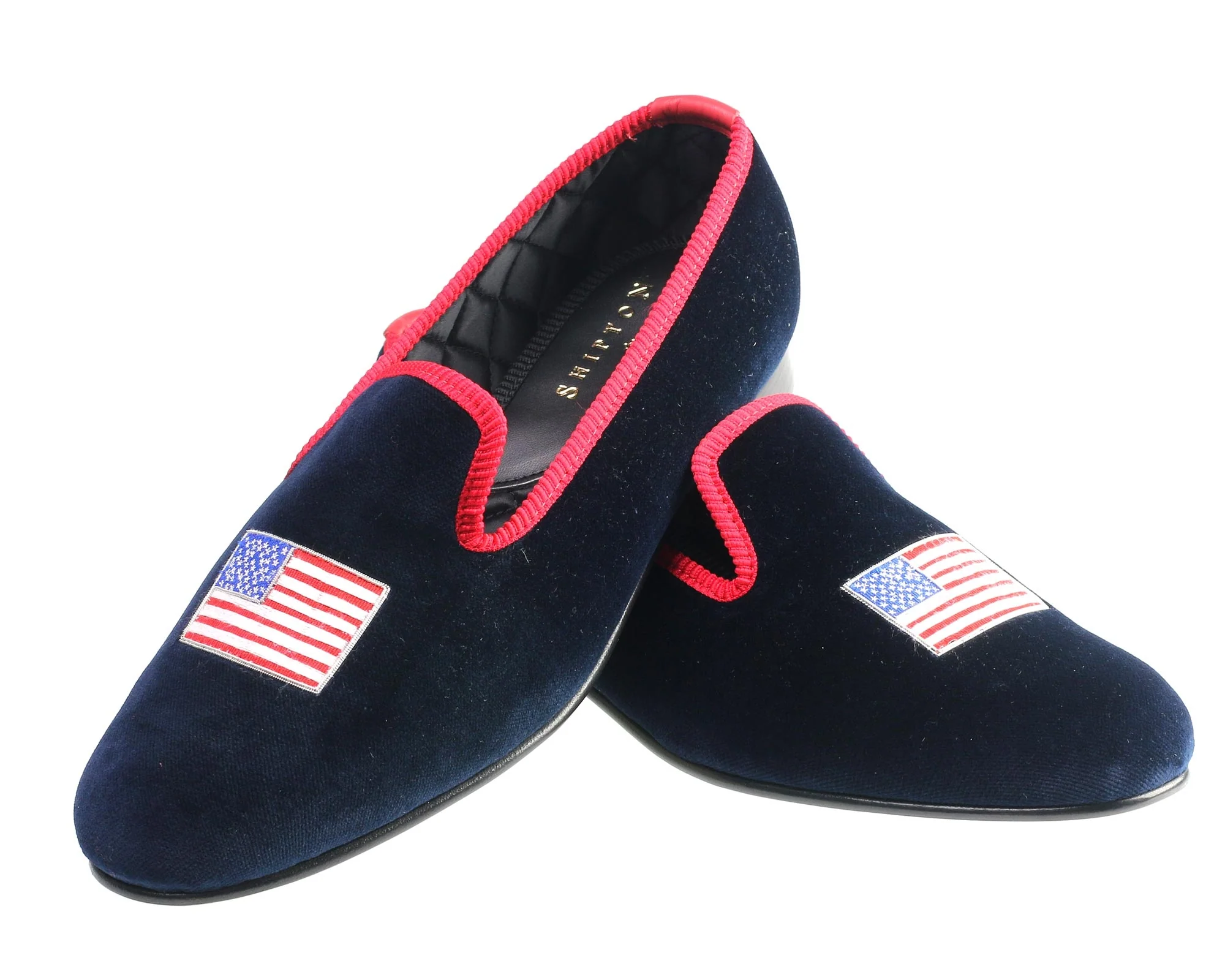 USA Flag Motif Embroidered Velvet Slipper - Image 3
