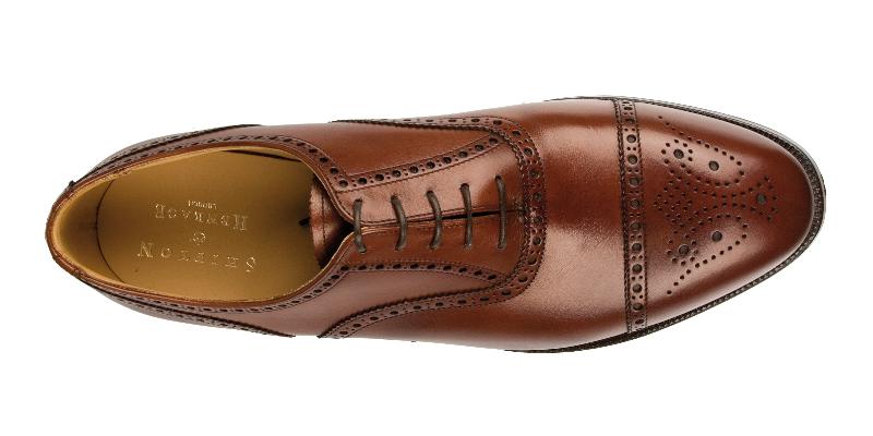 Winchester Mens Chestnut Brown Calf Half Brogue - Image 3