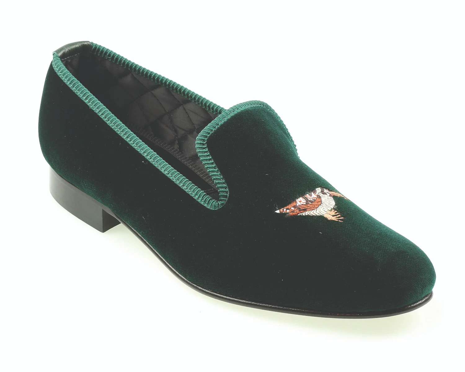 Standing Woodcock Motif Embroidered Velvet Slipper - Image 2