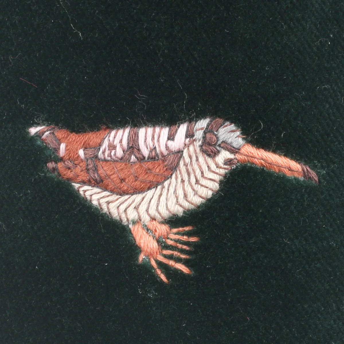 Standing Woodcock Motif Embroidered Velvet Slipper - Image 3
