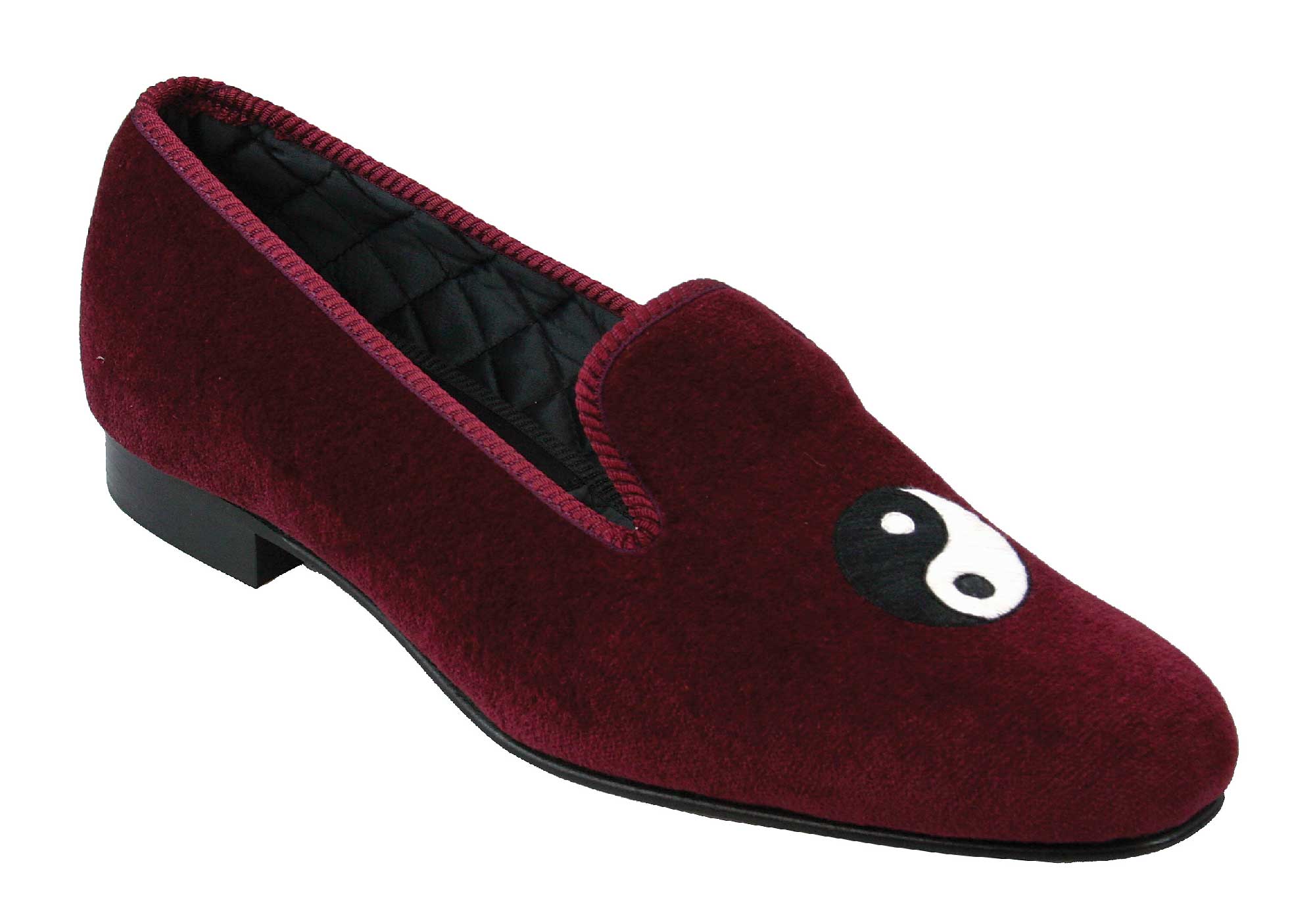 Ying and Yang Motif Embroidered Velvet Slipper