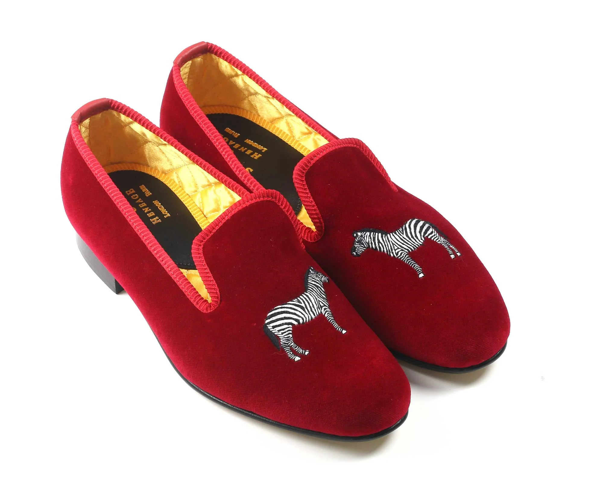 Zebra Motif Embroidered Velvet Slipper